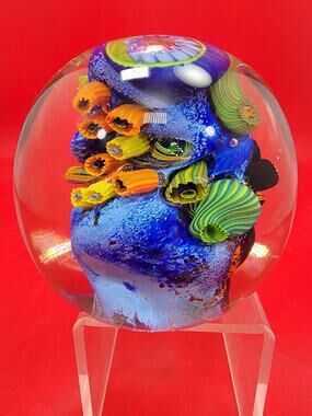 Aro Schulze Paperweight Coral Reef Abstract Blown Glass Art 1999
